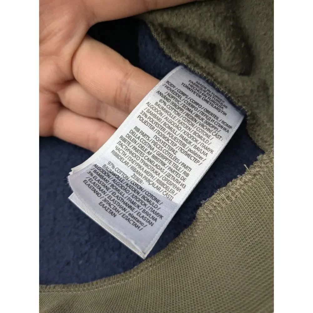 Ralph Lauren Olive Sweatshirt with Blue and Orange Sleeves